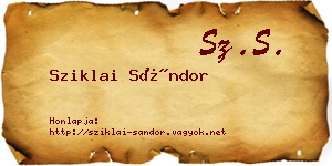 Sziklai Sándor névjegykártya
